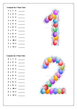 Multiplication Table 1-20