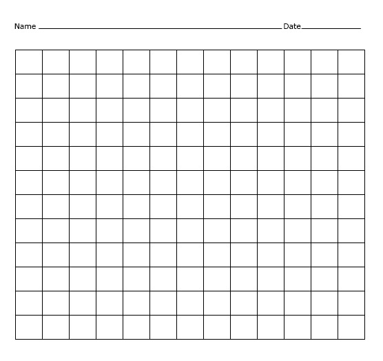 Blank 12x12 Multiplication Chart